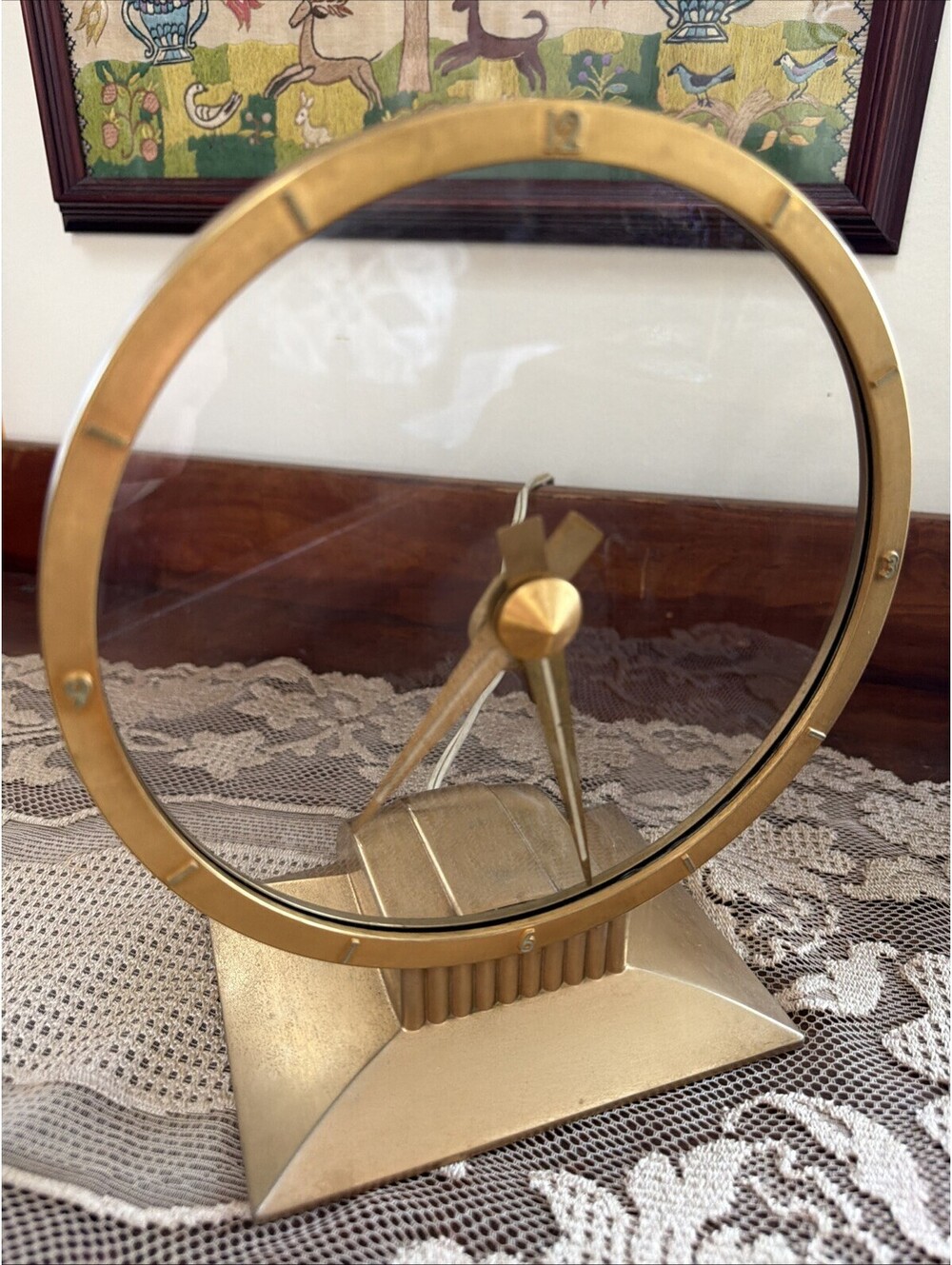 VTG Jefferson Golden Hour Mystery Clock Model 580-101 Mid Century Working 1950s